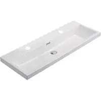 Sanilux Wastafel compact keramiek 100 cm 2 kraangaten wit