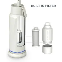 WaterH VITA - Slimme Waterfles inclusief PureSip Filter en 4 rietjes - LED verlichting - Roestvrij staal - Flip Deksel - 530ml - Wit