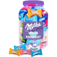 Milka Favourites chocolademix voor Kerst "Vrolijk Kerstfeest" - Toffee & Nut, Oreo, Cheesecake & Milkini - 5 smaken - chocolade kerstcadeau - 1000g