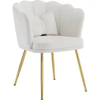 Merax Moderne Velvet Fauteuil - Luxe Stoel met Vlinderkussen - Beige met Gouden Poten