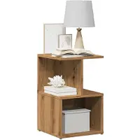 vidaXL Nachtkastje 35x35x55 cm bewerkt hout artisanaal eikenkleur