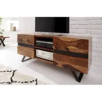 Riess Massief TV-lowboard AMAZONAS 160cm bruin sheeshamhout met boomrand - 40194