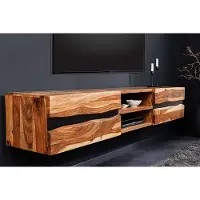 Invicta Hangend tv-meubel AMAZONAS 160cm bruin Sheesham massief hout boomrand metaal zwart - 43707
