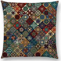 Cusco Mandala kussenhoes Warm Square. – DUBBELZIJDIG BEDRUKT - Soft Touch. – 45x45 cm