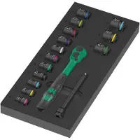 Wera 05150114001 16-delige 9724 8010 B Zyklop Comfort Ratel- En Doppenset In Foam Inlay - 3/8"