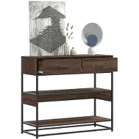 vidaXL Wandtafel 90x35x80 cm bewerkt hout bruin eikenkleur