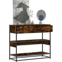 vidaXL Wandtafel 90x35x80 cm bewerkt hout gerookt eikenkleurig