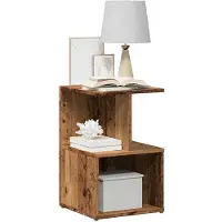vidaXL Nachtkastje 35x35x55 cm bewerkt hout oud houtkleurig