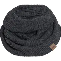 Knit Factory Jamie Gebreide Colsjaal - Ronde Sjaal - Nekwarmer - Wollen Sjaal - Donkergrijze colsjaal - Dames sjaal - Heren sjaal - Unisex - Antraciet - One Size