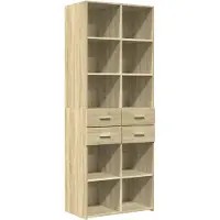 vidaXL Hoge kast 70x42,5x185 cm bewerkt hout sonoma eikenkleurig