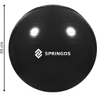Springos Fitnessballen - Yoga Bal - Pilates - Zwangerschap - Met Pomp - PVC - Zwart - 150 Kg - 65 Cm