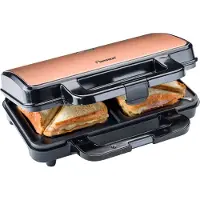 Bestron Tosti apparaat - ASM90XLCO - 900W - Voor 2 tosti's - Anti aanbaklaag - Koper - 5 jaar garantie