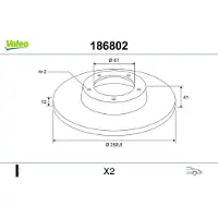 Valeo 186802 Remschijf