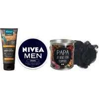 Kneipp Cadeauset Men Papa Topper Warm Wood & Nivea - Douche 200 ml Men 2in1 Warm Woods - Nivea Men Creme Blik 150 ml - Theelief Snoepblikje Papa Topper