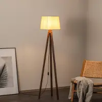 Avonni Vloerlamp LM-65214-1E, hout donker, Woon-/ Eetkamer, metaal, vloerlamp hout