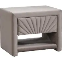 Vente-unique Nachtkastje - 1 lade en 1 nis - Velours - Beige - ULAMI