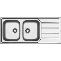 Van Marcke GO Wastafel Inbouwspoel 2 Bakken Sofia 116x50Cm RVS