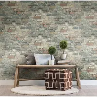 RoomMates RMK11080WP Teal Brick Alley Peel en Stick Behang 205 x 165 voet