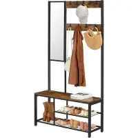 Mazazu MIRA Home - Kapstok Staand - Kledingrek Met Spiegel - Kapstok - Vintage - 36x98x185