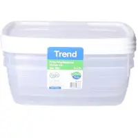 Hobby Life Vershoudbakjes - 3x stuks - 1,2 liter - wit - voorraadbakjes met deksel - eten bewaren