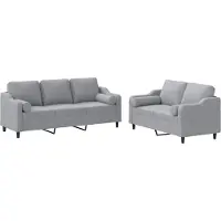 vidaXL 2-delige Loungeset met kussens stof lichtgrijs