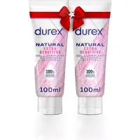 Durex Glijmiddel Natural - Extra Sensitive - 100% natuurlijk - 100ml x2 - Cadeau voor man en vrouw
