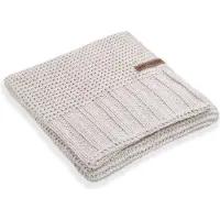 Knit Factory Vinz Gebreid Plaid - Woondeken - plaid - Wollen deken - Kleed - Beige - 160x130 cm