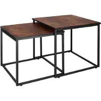 Springos Salontafel | Salontafel Set | Vierkant | 2-Delig | Zwart/Donkerbruin