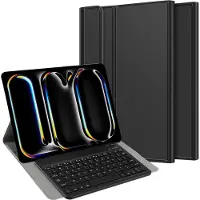 Cazy tablet Hoes met Toetsenbord geschikt voor iPad Pro 13 (2025 / 2024) M5 / M4 - AZERTY Bluetooth Keyboard Case - Zwart
