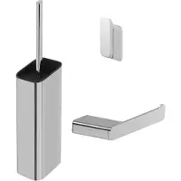 Geesa Toiletset Accessoires Shift Toiletborstel met houder - Toiletrolhouder zonder klep - Handdoekhaak - Chroom