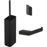 Geesa Shift Toiletaccessoireset - Toiletborstel met houder - Toiletrolhouder zonder klep - Handdoekhaak - Zwart 919900-06-115