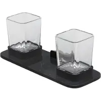 Geesa Glashouder Met Planchet Dubbel Shift Zwart Met Matzwarte Marmerlook
