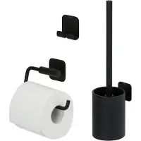 Tiger Colar Toiletaccessoireset Toiletborstel Met Houder + Toiletrolhouder Zonder Klep + Handdoekhaak Zwart