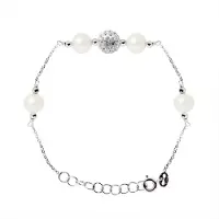 Diadema Forsçasseketen Armband en wit zoet water zilver zoetwaterparels 925
