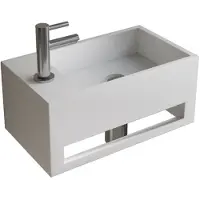 Boss & Wessing Fonteinset bws solid surface met handdoekhouder links mat wit chroom