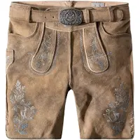 Stockerpoint Klederdracht broek 'Girgl' lichtbruin / mosterd / zilver