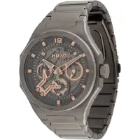 HUGO BOSS Analoog horloge '#GRAIL SKELETON' donkergrijs / pasteloranje