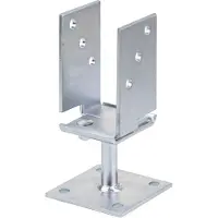 Alberts 215125 U-paalhouder | in breedte verstelbaar en om op te schroeven | galvanisch verzinkt, gechromateerd | breedte 71 - 131 mm | set van 3