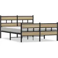 vidaXL Bedframe zonder matras metaal sonoma eikenkleurig 140x190 cm