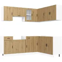 vidaXL 11-delige Keukenkastenset Porto bewerkt hout artisanaal eiken