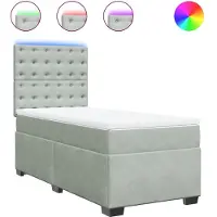 vidaXL Boxspring met matras fluweel lichtgrijs 80x200 cm