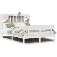 vidaXL Bed met boekenkast zonder matras grenenhout wit 140x190 cm