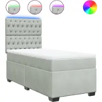 vidaXL Boxspring met matras fluweel lichtgrijs 90x190 cm
