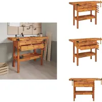vidaXL Werkbank met lades en klemmen, 124x52x83 cm, acaciahout - Werkbanken