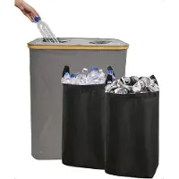 Bellettini Prullenbak Afvalscheiding Speciaal Voor Flessen en Blikken Grijs- Flessenmand - 160L - 600D Oxford