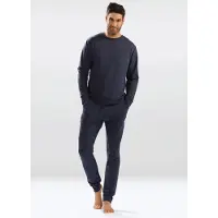 DKaren Heren huispak van zacht katoen | 2-delig Trainingspak gemaakt in Europa | Justin | lange broek lange mouwen | jeans kleur M