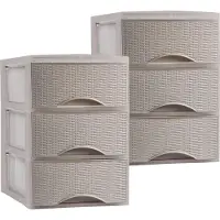 PlasticForte Thuis kantoor organizer ladeblok - 2x - taupe - kunststof - 26 x 37 cm - 3 lades