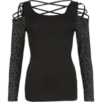 Black premium by emp Shirt met lange mouwen - Longsleeve with Cold-Shoulder Detail - S tot XXL - voor Vrouwen - zwart - Maat XXL