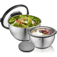 GEFU Set Kommen Met Spatdeksel Muovo Zilver (2-Delig)