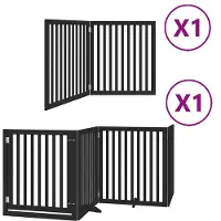 vidaXL Hondenhek inklapbaar 6 panelen 480 cm populierenhout zwart